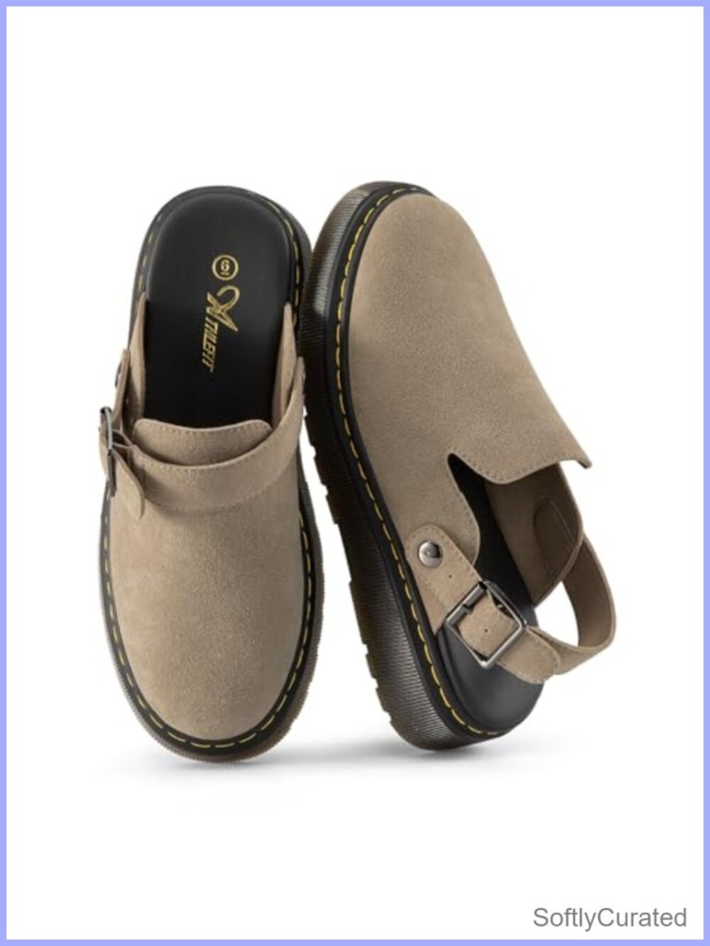 Suede Clogs with Back Strap Slip On Platform Mules for Women Comfortable